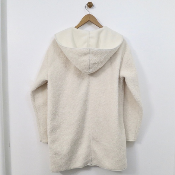 Joie Borg Teddy Sherpa Hooded Open Cardigan Jacket Vanilla Ivory Size M - Picture 11 of 13